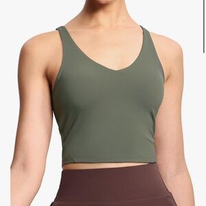Olive Green V-Neck Crop Top